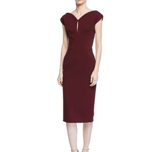 ZAC POSEN Keyhole Cap-Sleeve Sheath Dress